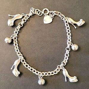 Sterling Silver 925 Sexy Stilettos Charm Bracelet!